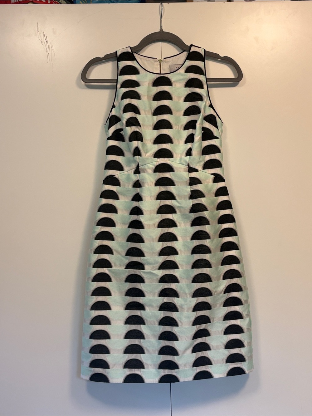 Coast Sleeveless Black & Mint Geometric Shift Dress 2